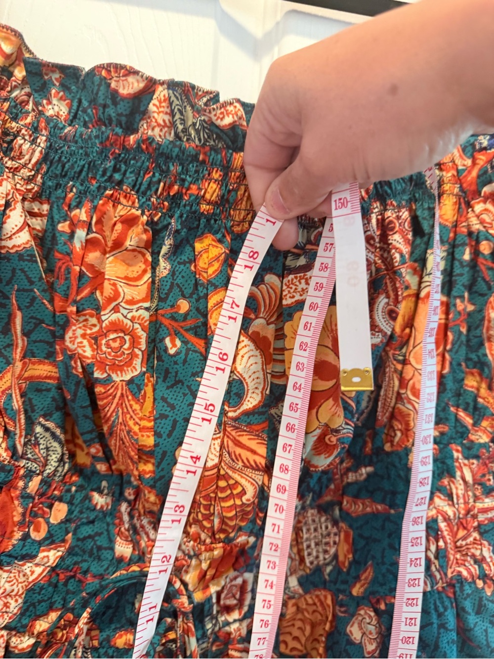 Ulla Johnson Teal Floral Puff-Sleeve Smocked Romper - Picture 4 of 5